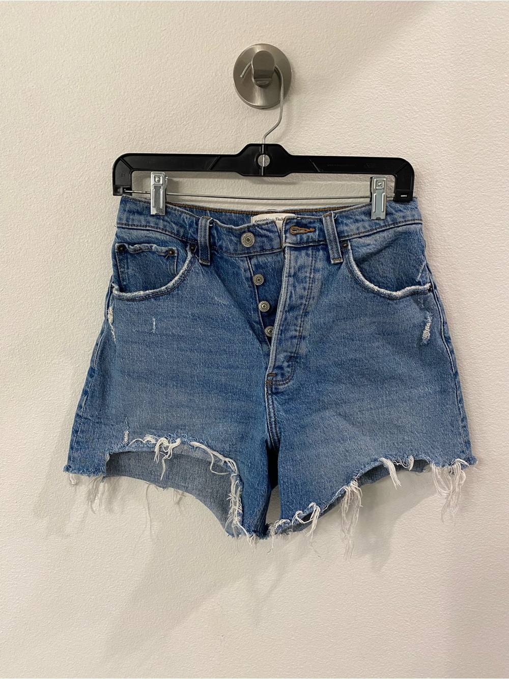 The Dad Short High-Rise Distressed Denim Shorts